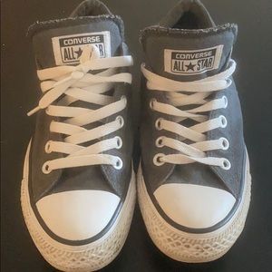 Gray and white Converse
